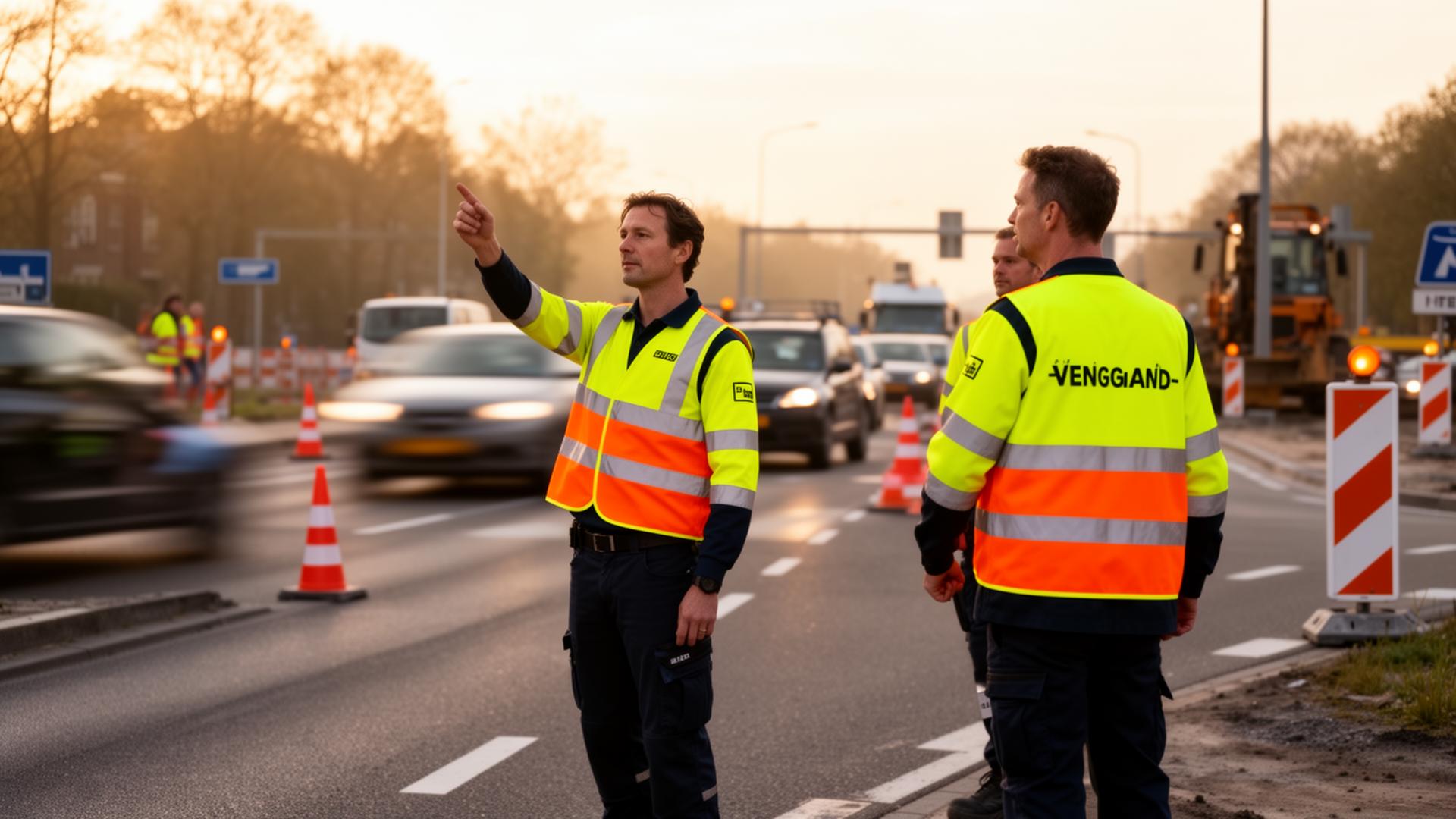 Verkeersregelaar van A&H Karri Service in actie